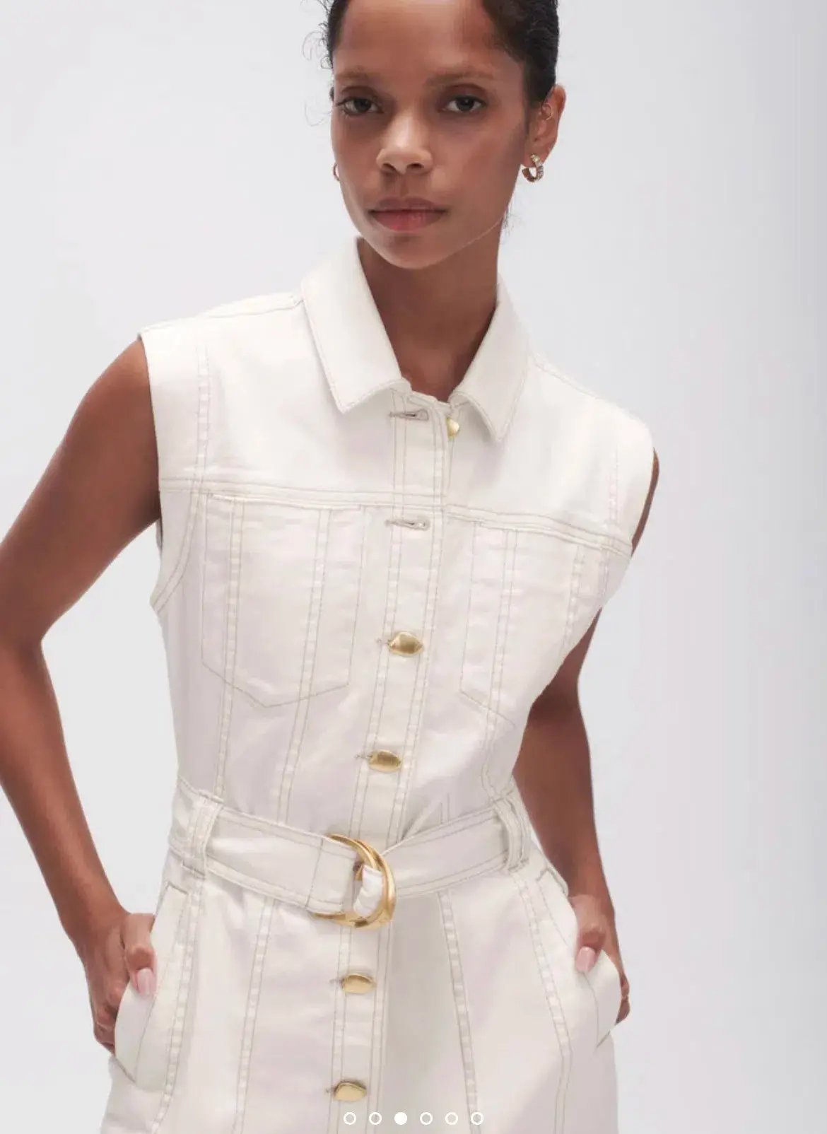 Aje Darcie Denim Mini Dress White Size 12 photo 2