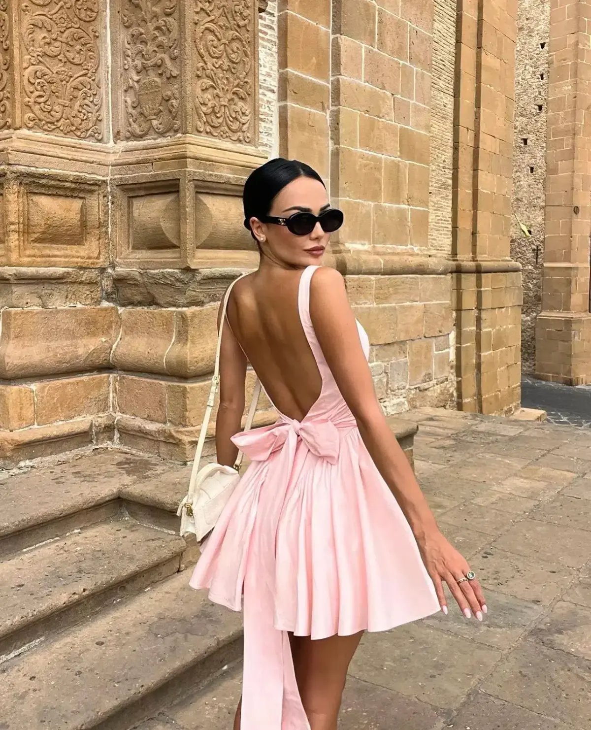 House of CB Florianne Bow Mini Dress Pink Size 6 photo 4