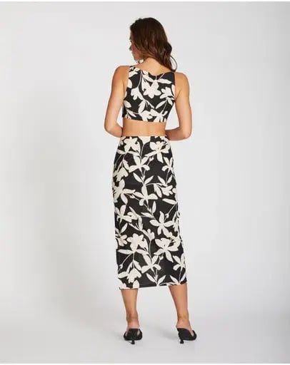 Lover Margot Linen Midi Dress Floral Size 10 photo 4