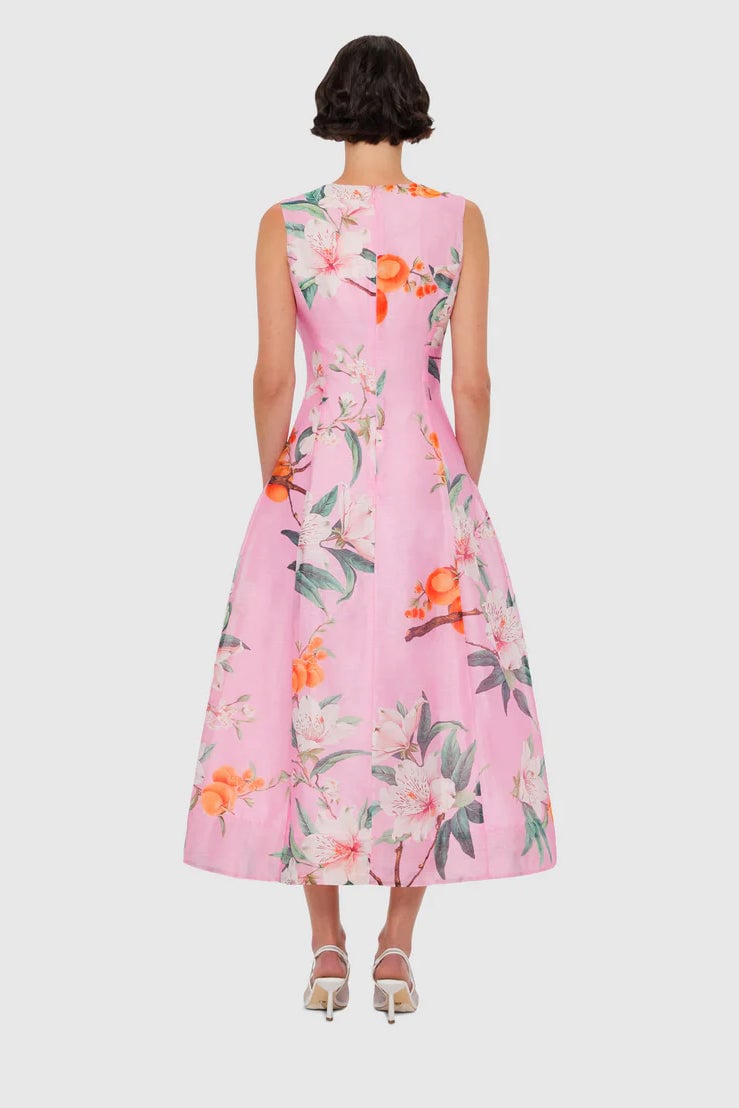 Leo Lin Cleo Sleeveless Midi Dress - Lavish Print in Pink photo 4