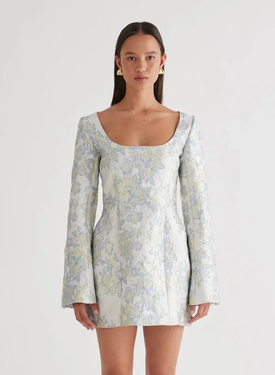 ANNA QUAN Margot Dress in Water Lillies Blue Size 8 AU photo 5