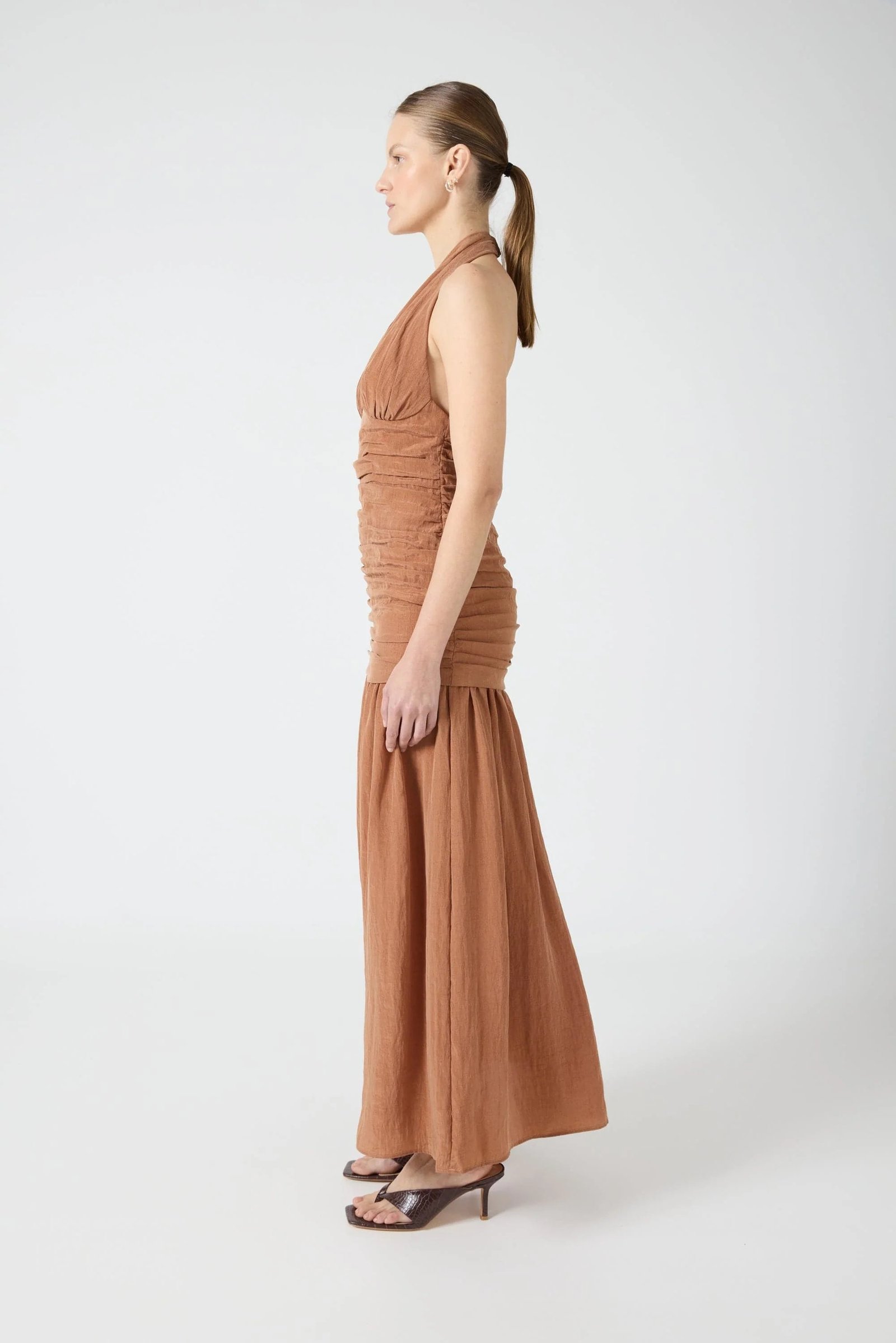 THIRD FORM ECLIPSE HALTER DRESS - RUST photo 5