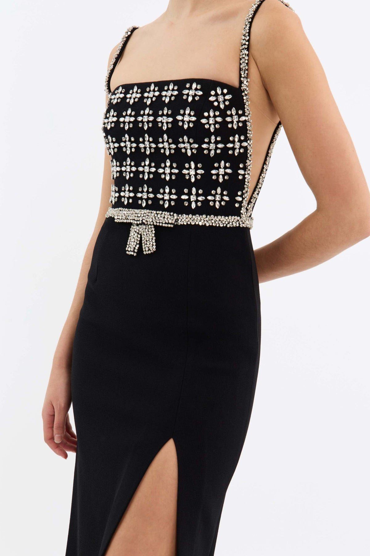 Rina Split Gown in Black photo 5