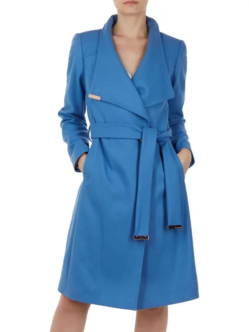 Ted Baker Sandra Wool Blend Wrap Coat Mid Blue Size 1 / Au 8 photo 2