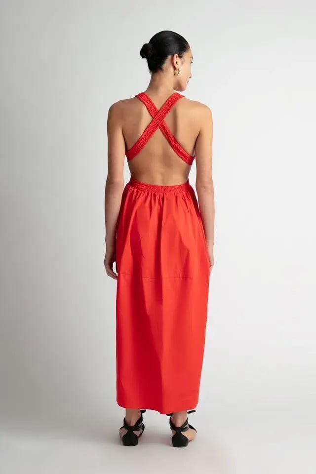 Camilla and Marc Pollina Sleeveless Midi Dress Red Size 8 photo 2