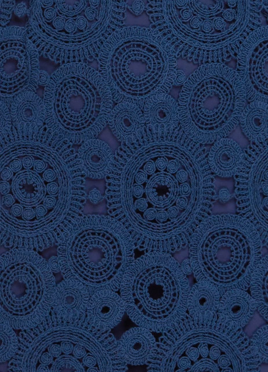 LEO LIN DAISY CROCHET LONG SLEEVE MINI DRESS - NAVY photo 7