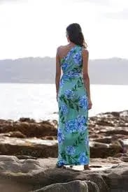 Sonya Moda Nour Azzuro Verde Dress Azzuro Verde Botanico Print Size 16 photo 3