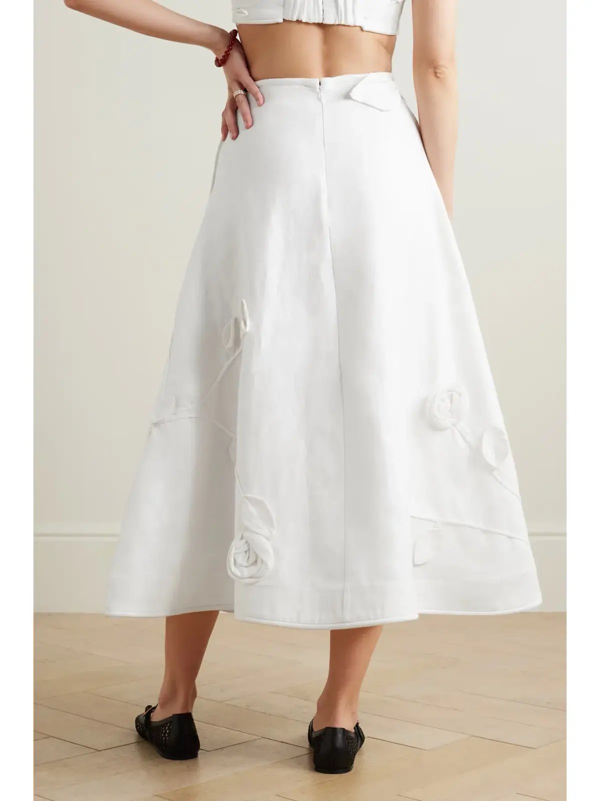 Zimmermann The Matchmaker Rose Bra and Flare Midi Skirt Set Ivory Size 1 / AU 10 photo 3
