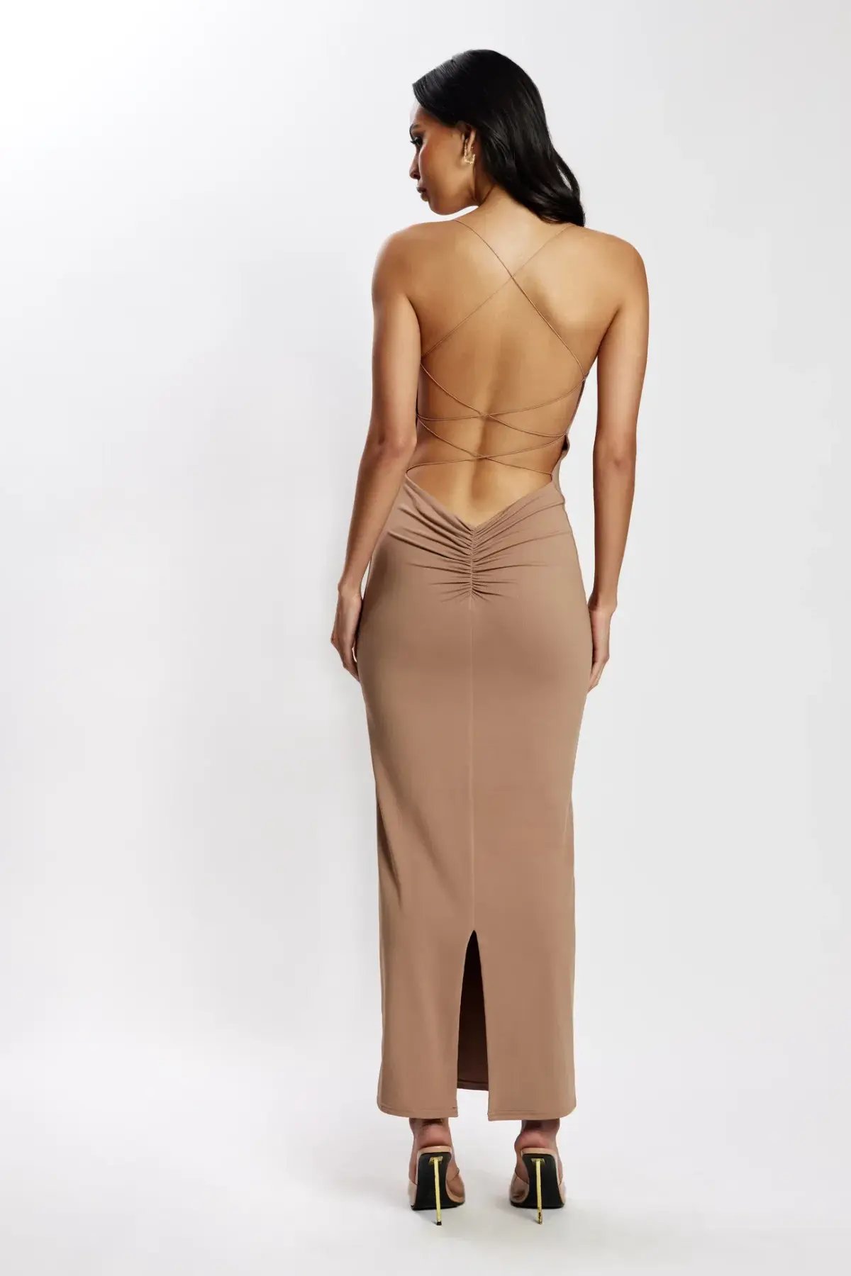 Meshki Sabine Backless Maxi Dress Latte Size S / Au 8 photo 3