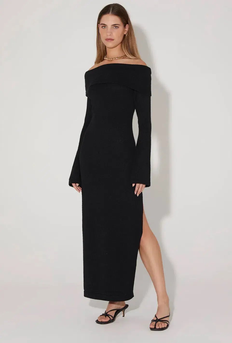 Hansen and Gretel Belair Knit Midi Dress Black Size S/ Au 8 photo 2