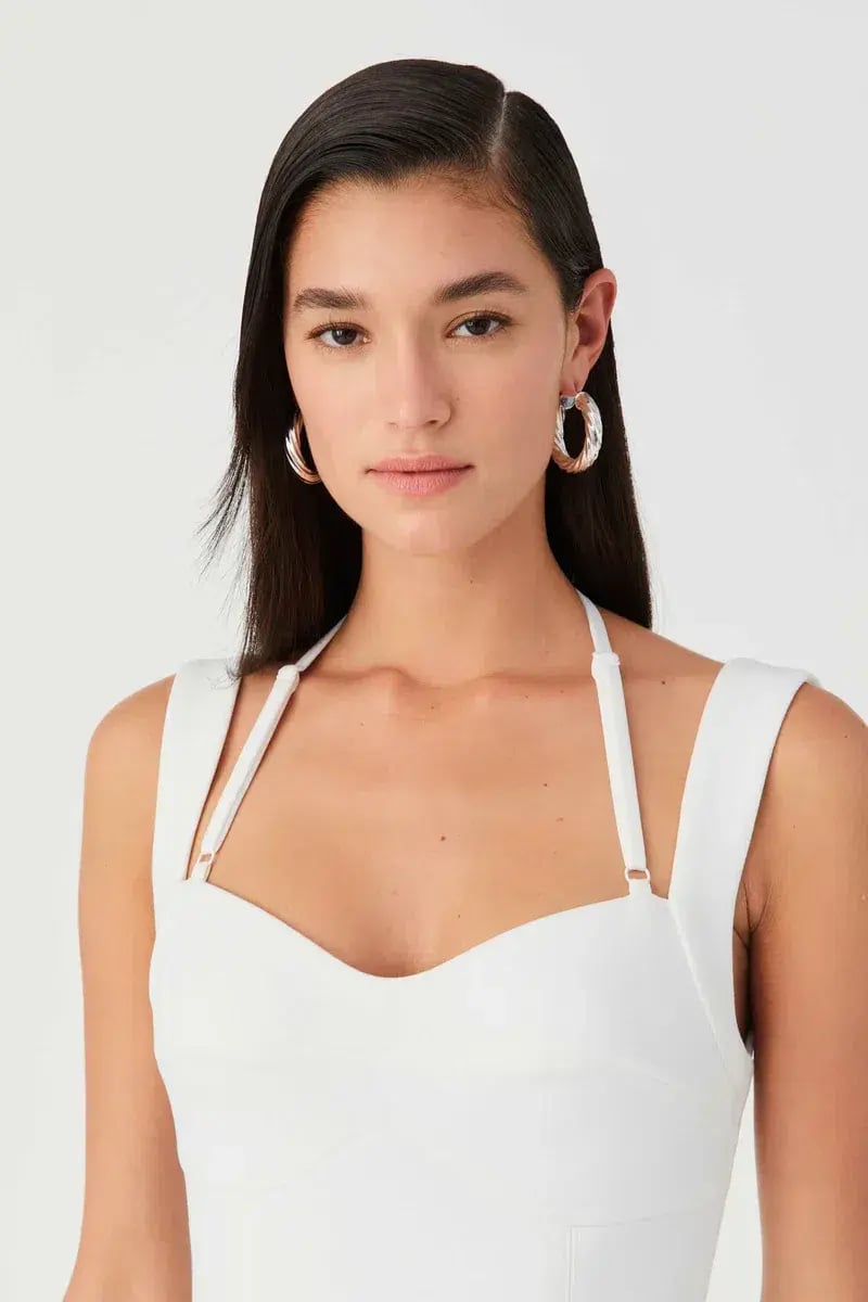 Misha Lowen Crepe Mini Dress Ivory Size 10/M photo 2