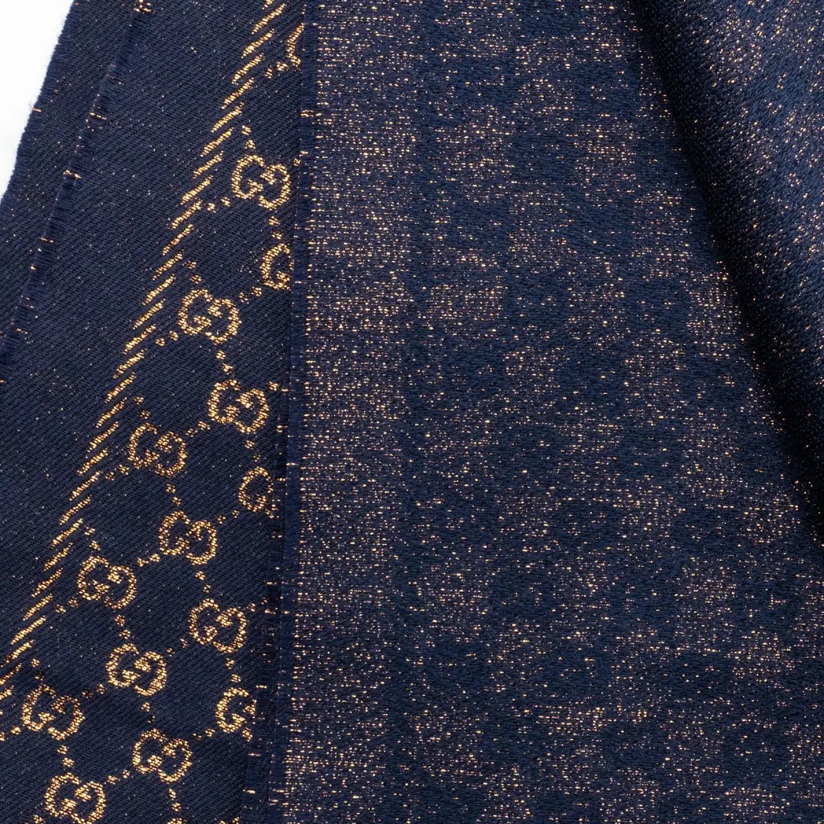 Gucci Metallic GG Wool Scarf Navy Bronze photo 4