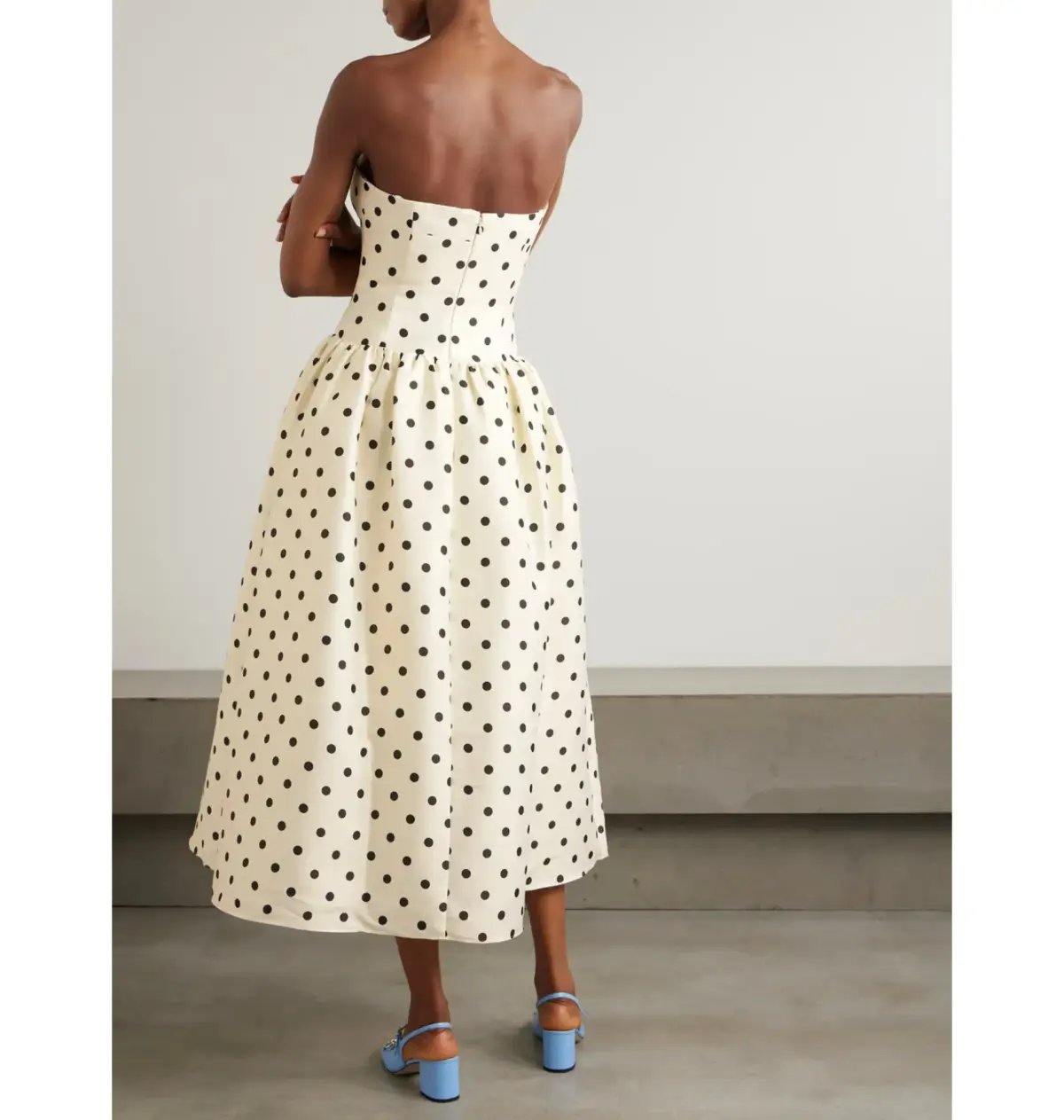 Self Portrait Taffeta Midi Dress Cream Polka Dot Size AU 8 photo 5