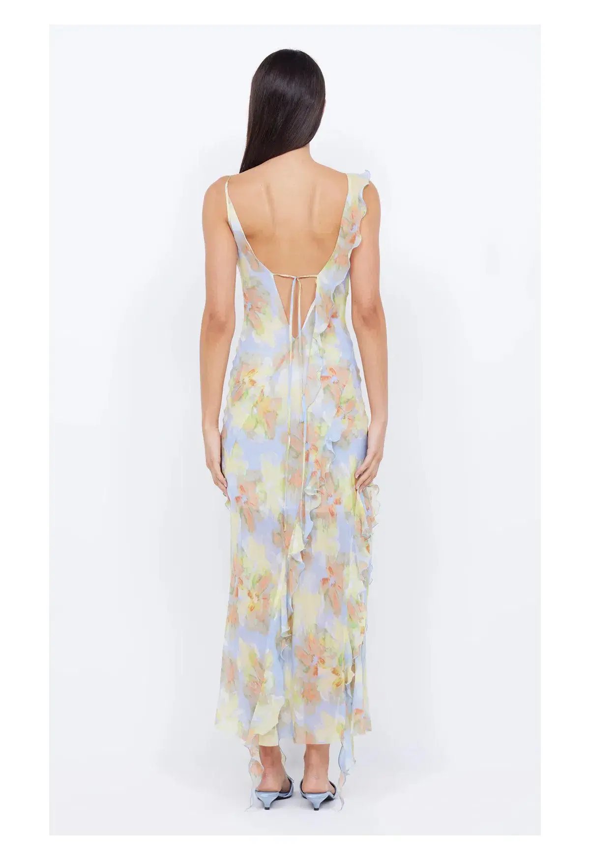 Bec and Bridge Courtney Frill Maxi Dress Blue Blossom Size 8 photo 2