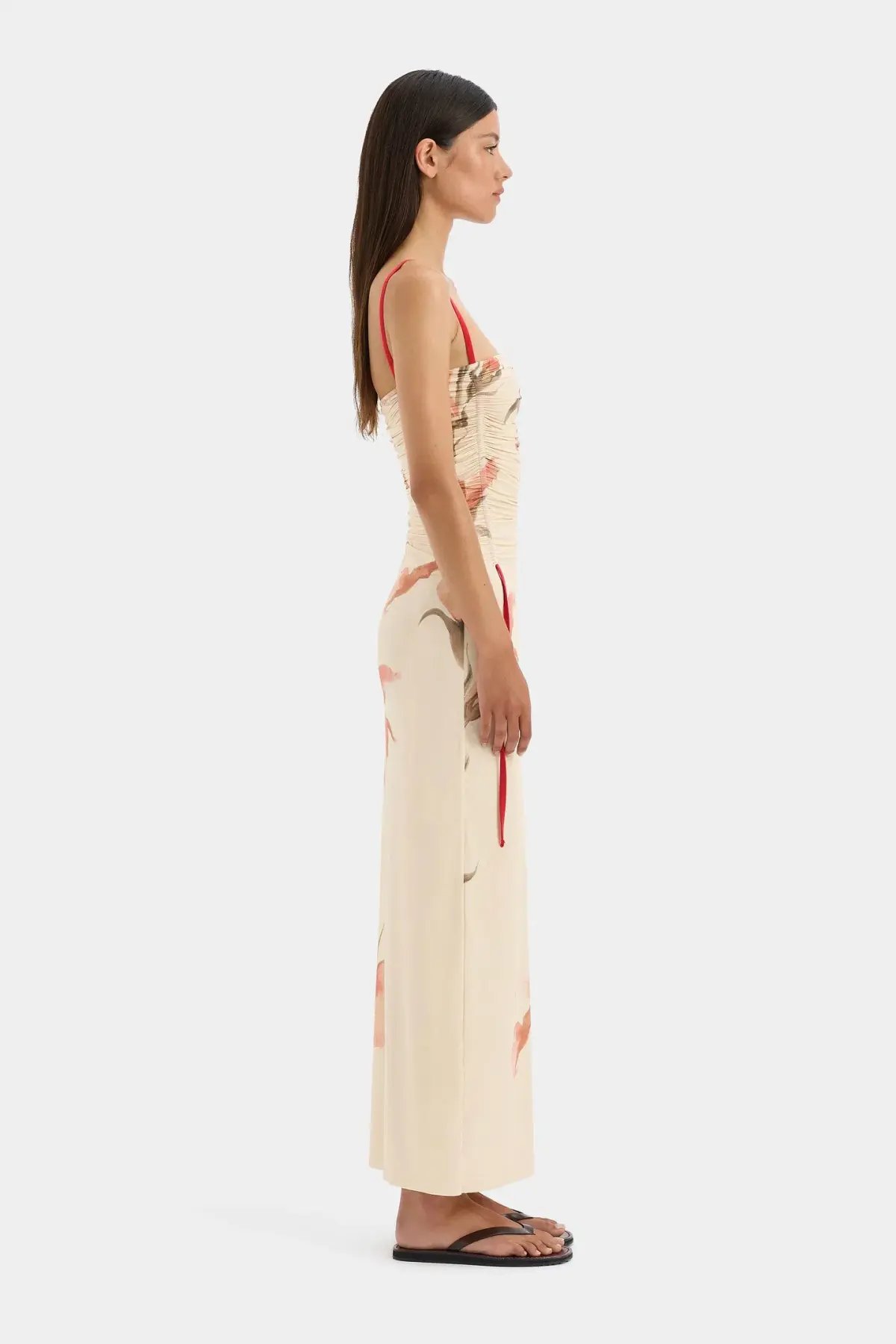 Sir the Label Hana Ruched Midi Dress Gladioli Print Size 2 / AU 10 photo 4