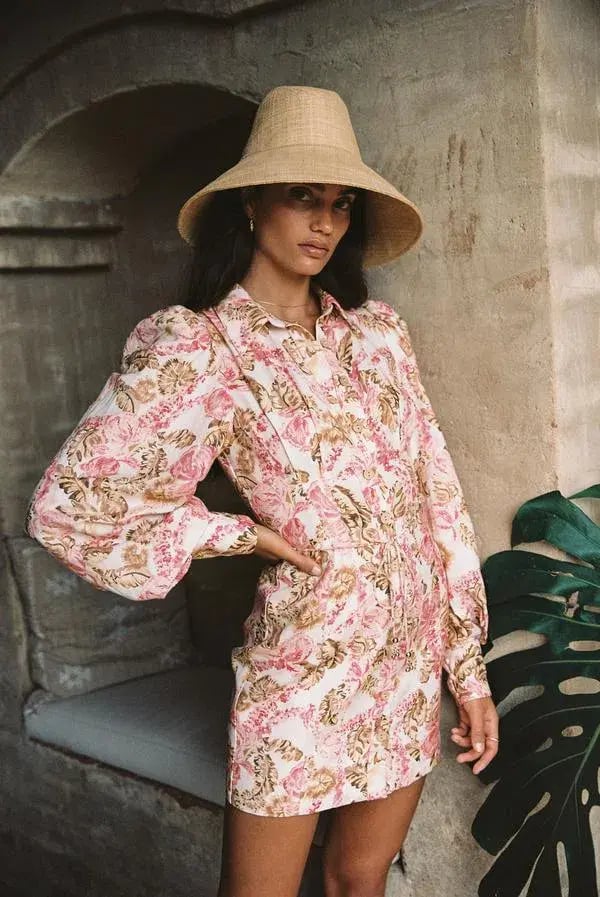 Significant Other Leonie Dress in Pink Sangria Floral Size 6 photo 6