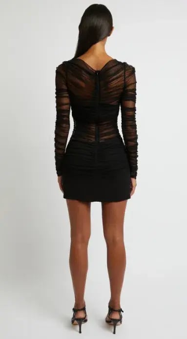 Christopher Esber Semblance Tulle Overlay Mini Dress Black Size 10 photo 3