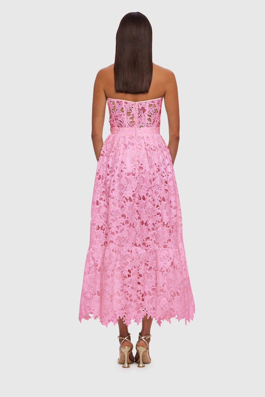 Leo Lin Emilia Lace Bustier Midi Dress - Candy Pink photo 2