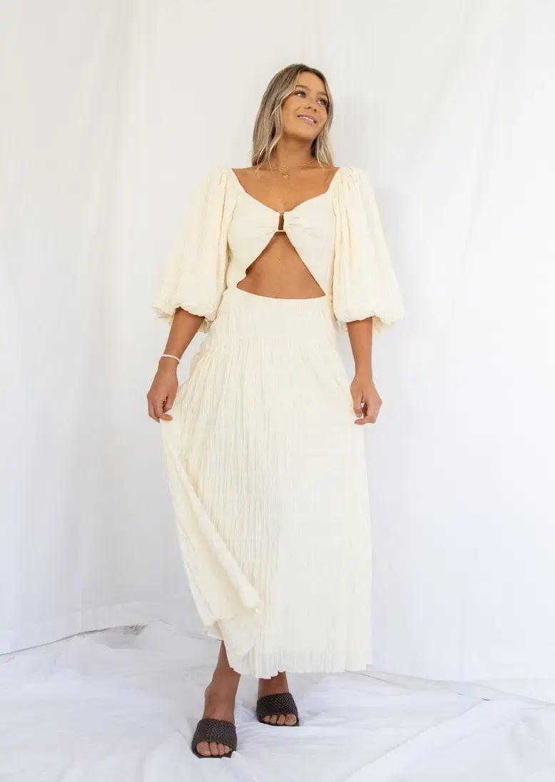 Sovere Mercy Reversible Midi Dress in French Vanilla Size photo 4