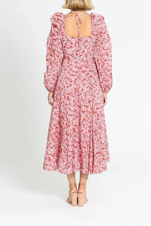 Steele Esme Dress Chestnut Paisley Pink Print Red Size 10 photo 3