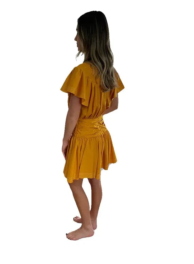 Leo Lin Sunflower Draped Mini Dress Yellow Size 8 photo 2