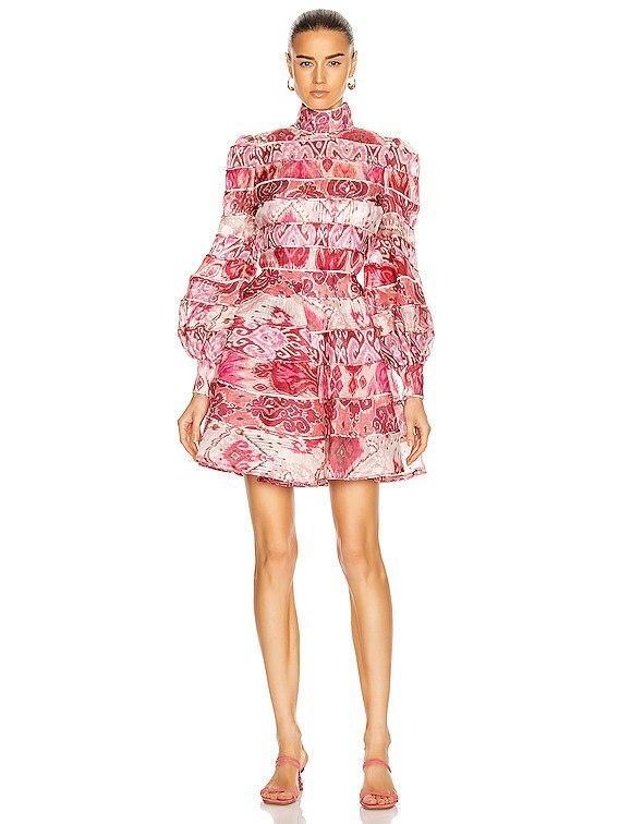 Zimmermann Wavelength Spliced Mini Dress Pink Ikat Size 0P / AU 6 photo 3