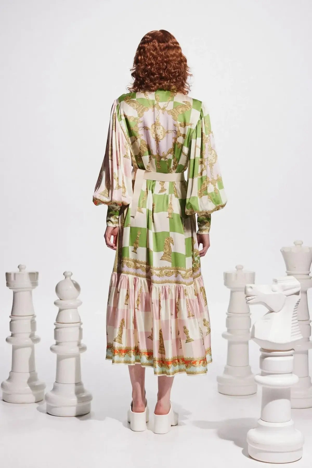 Alemais Checkmate Silk Midi Shirtdress Multi Size 14 photo 3
