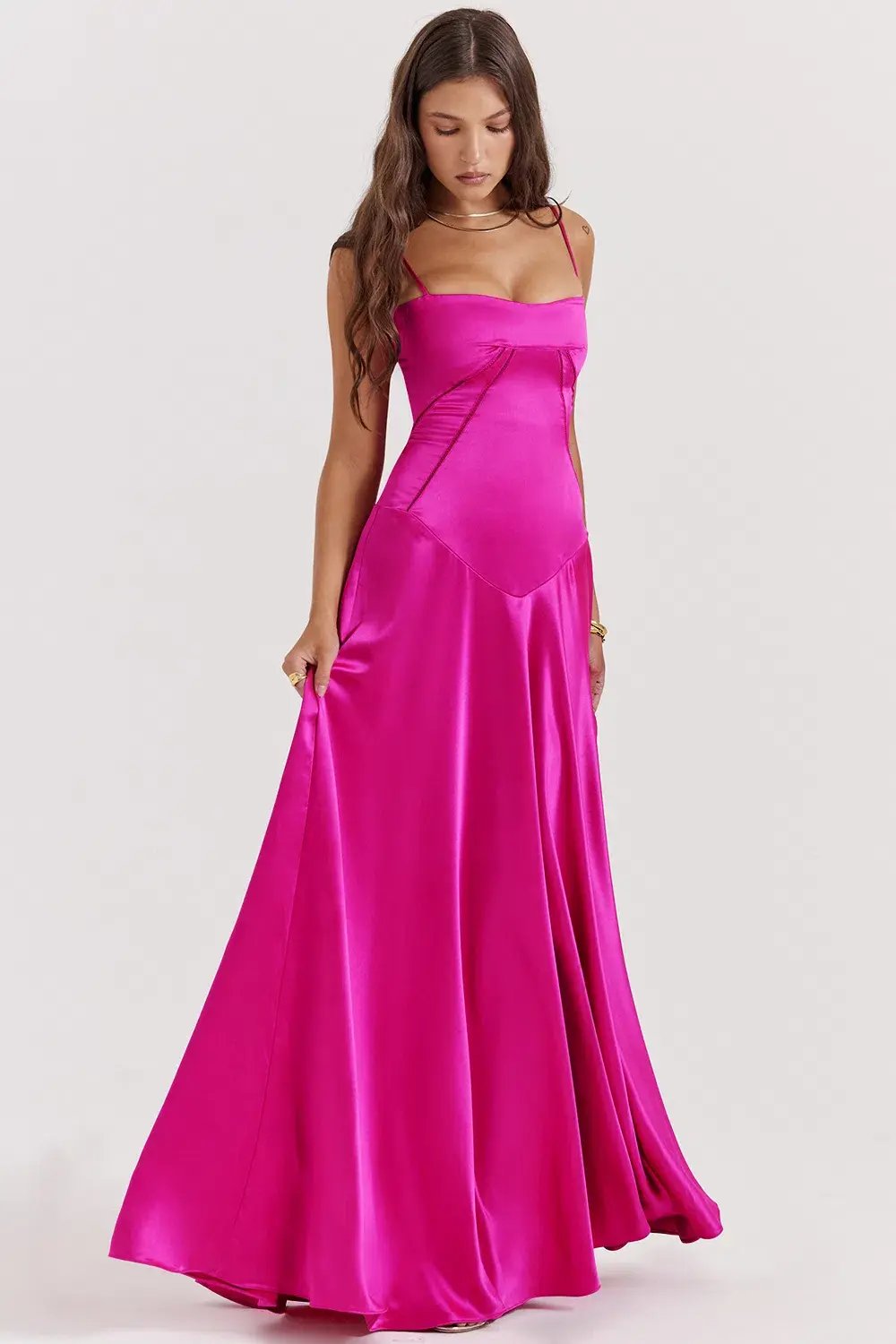 House of CB Anabella Seren Lace Up Corset Maxi Dress in Hot Pink Fuchsia Size M / Size AU 10 photo 3