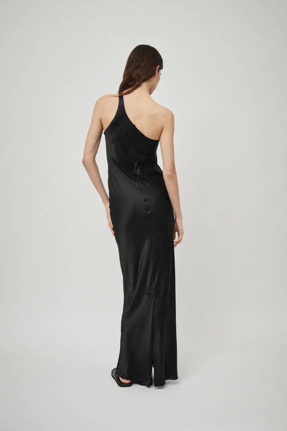 Beare Park Silk Satin One Shoulder Tank Dress Black Size 6 photo 6