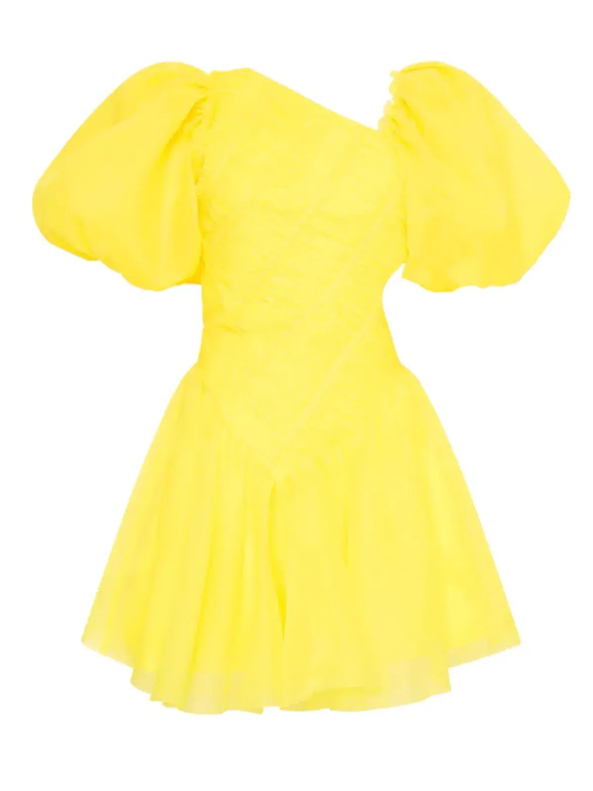 Aje Dawn Ruched Mini Dress Yellow Size 6 / XS photo 4