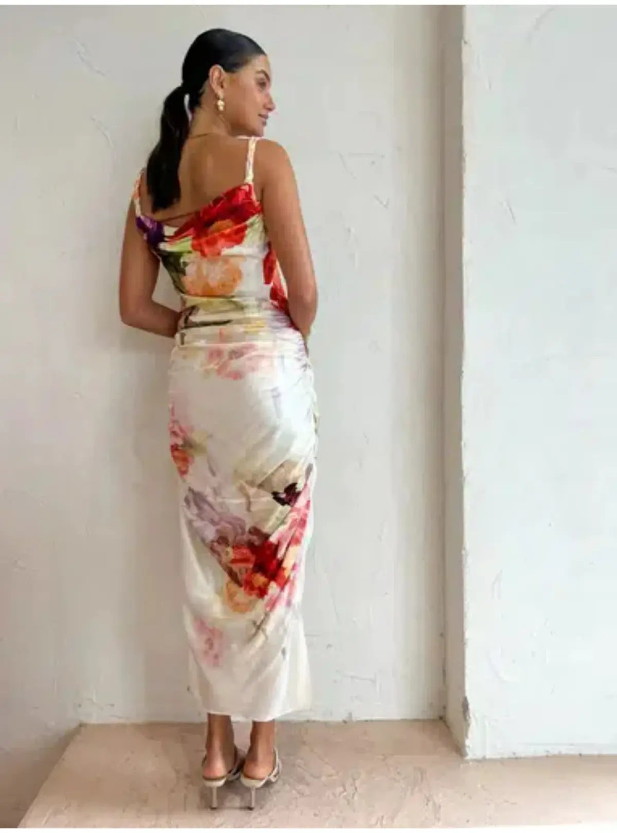 Leo Lin Rachel Cowl Neck Slip Dress Cascade Print Size AU 12 photo 4
