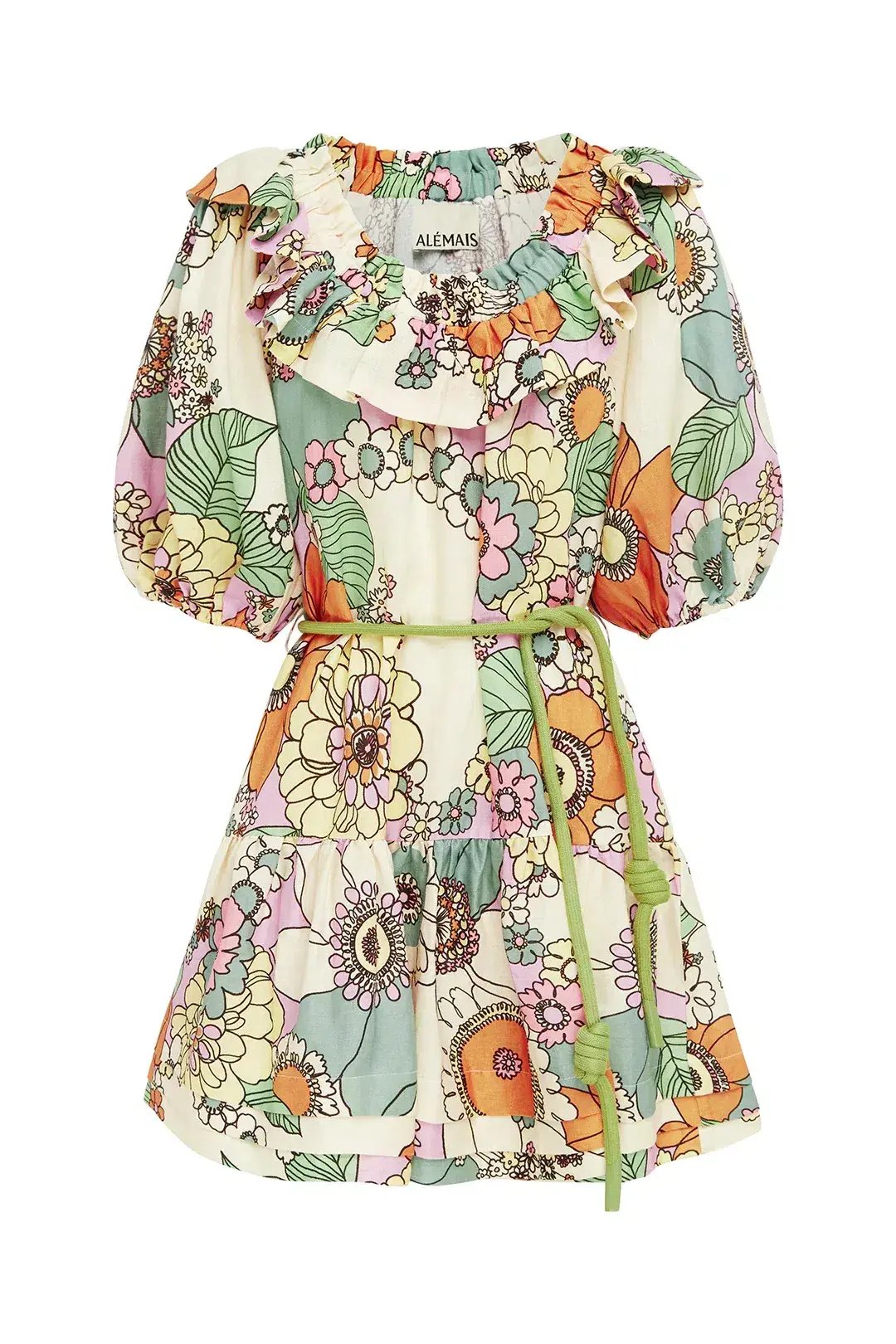 Alemais Exclusive Farah Ruffle Mini Dress Floral Size 6 photo 4