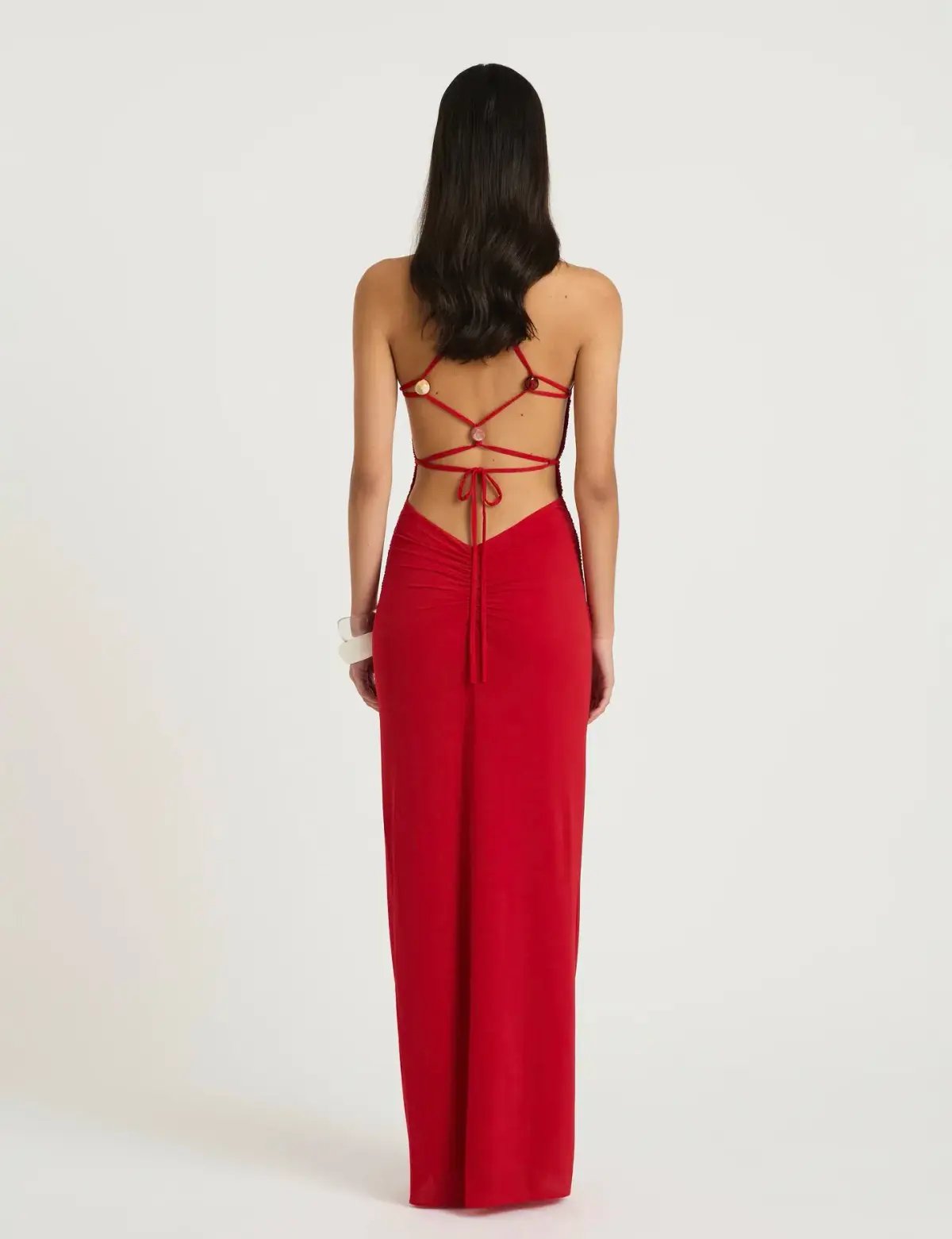 Benni Andy Beaded Maxi Dress Red Size 8 photo 2