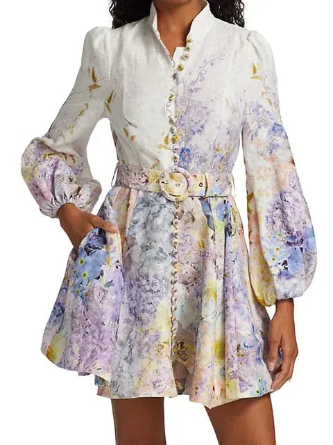 Zimmermann Rhythmic Buttoned Mini Dress Garden Size 3/AU photo 3