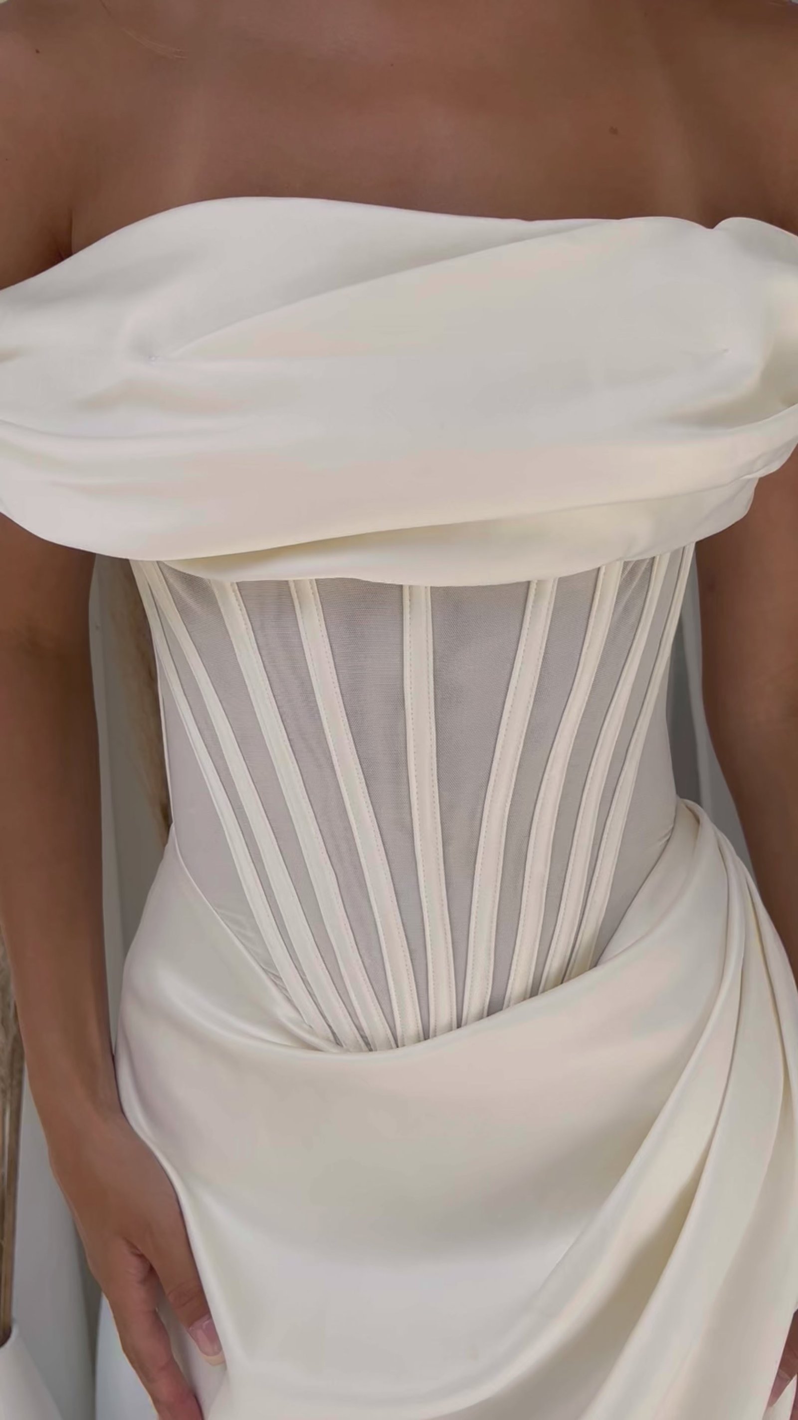 Lulu Drape Corset Dress in Ivory White photo 4