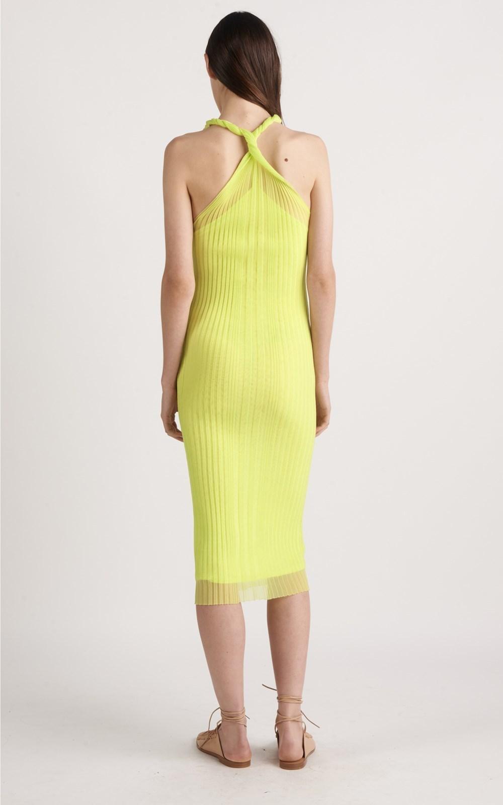 Dion Lee Sheer Pleat Twist Tank Midi Dress Zest Yellow Size 4 photo 2