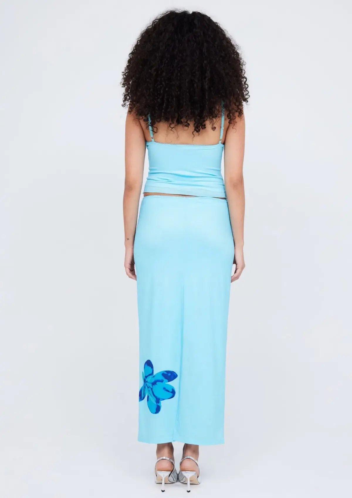 Benni Paradise Cami Top Size 8 & Slip Skirt Size 12 Set Flower Bomb Blue photo 3