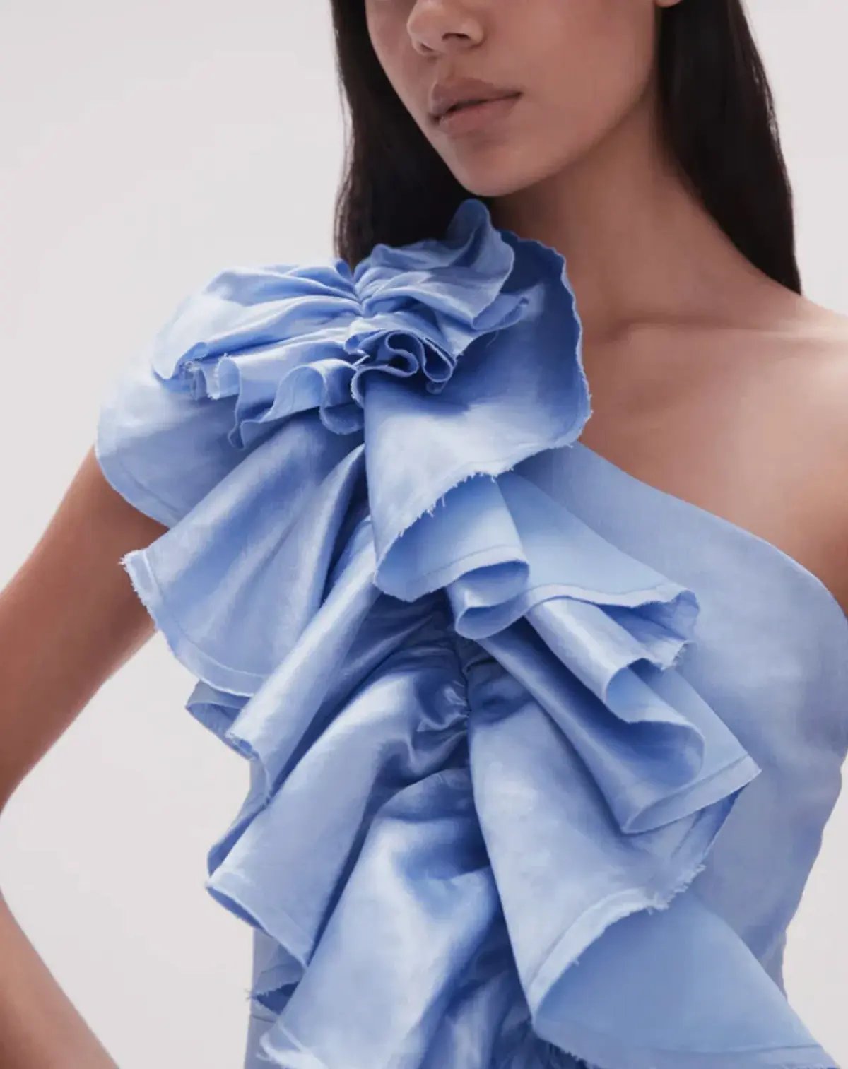 Aje Adelia Ruffle Midi Dress Light Sky Blue Size 8 photo 2