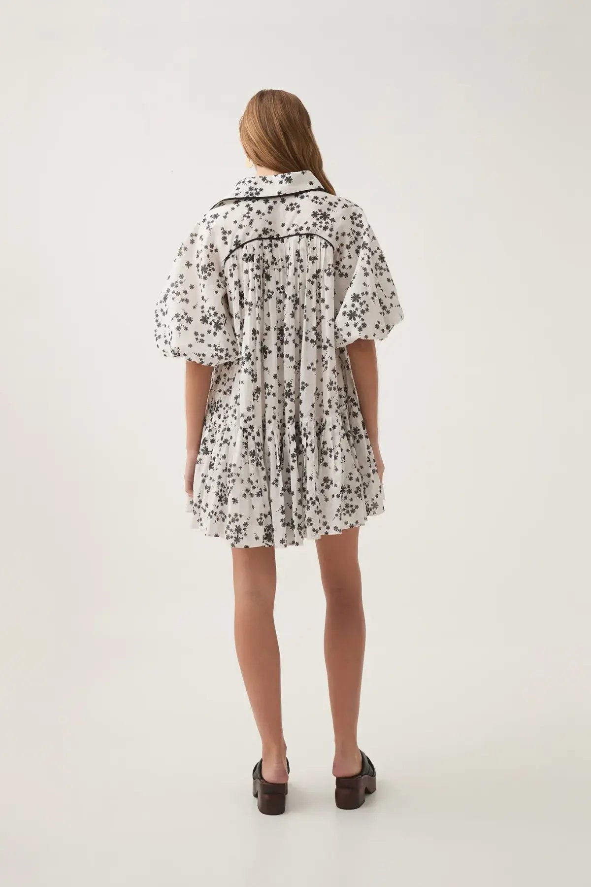 Aje Anthea Mini Smock Dress Daylight Daisies Black & White Size 10 photo 3