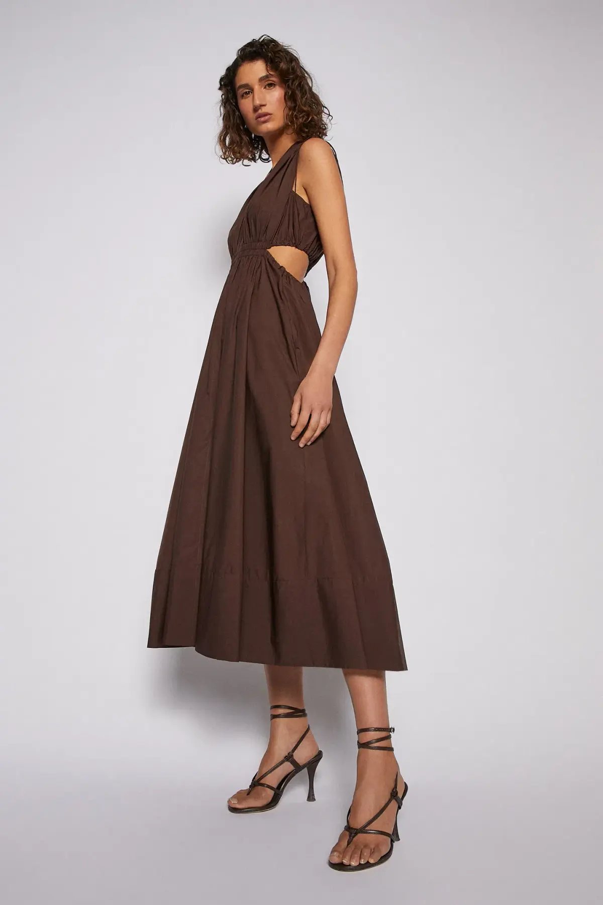 Scanlan Theodore Cotton Drawcord Dress Brown Size 8 photo 2