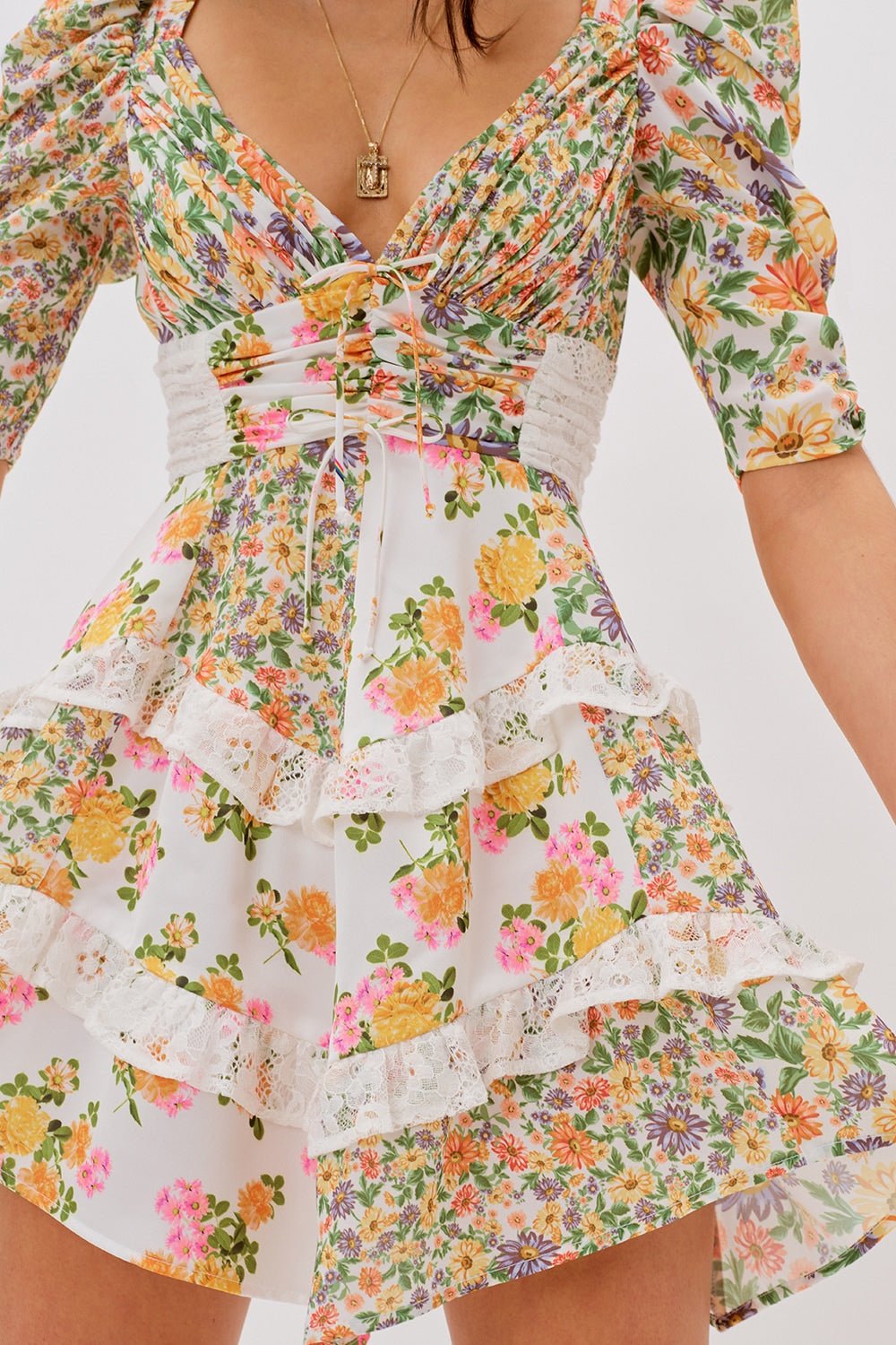 FOR LOVE & LEMONS ROSALYN MINI DRESS - MARIGOLD photo 4