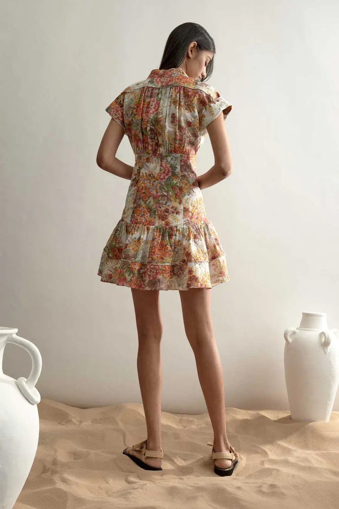Alemais Sylvia Floral Mini Hemp Cotton Button Dress Size 2 AU 6 photo 3