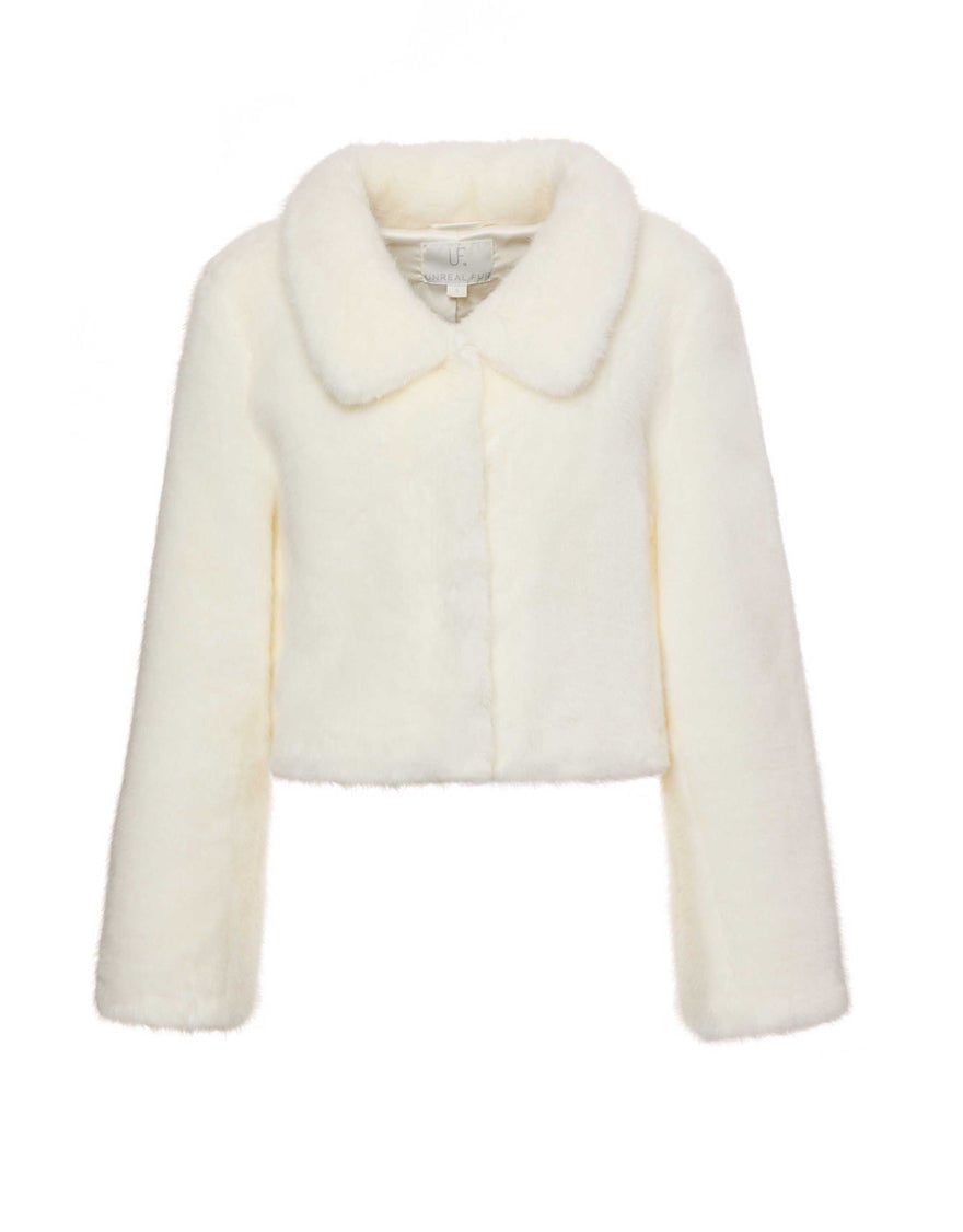 Unreal Fur Tirage Cropped Jacket, Ivory photo 2