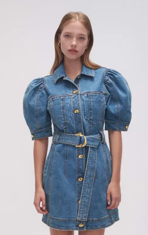 Aje Adriana Puff Sleeve Denim Mini Dress 90's Wash Size 6 photo 2