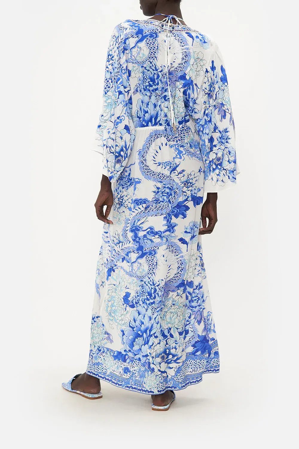 Camilla Drawcord Detail Dress Heart Of A Dragon White Print Size S / AU 10 photo 2