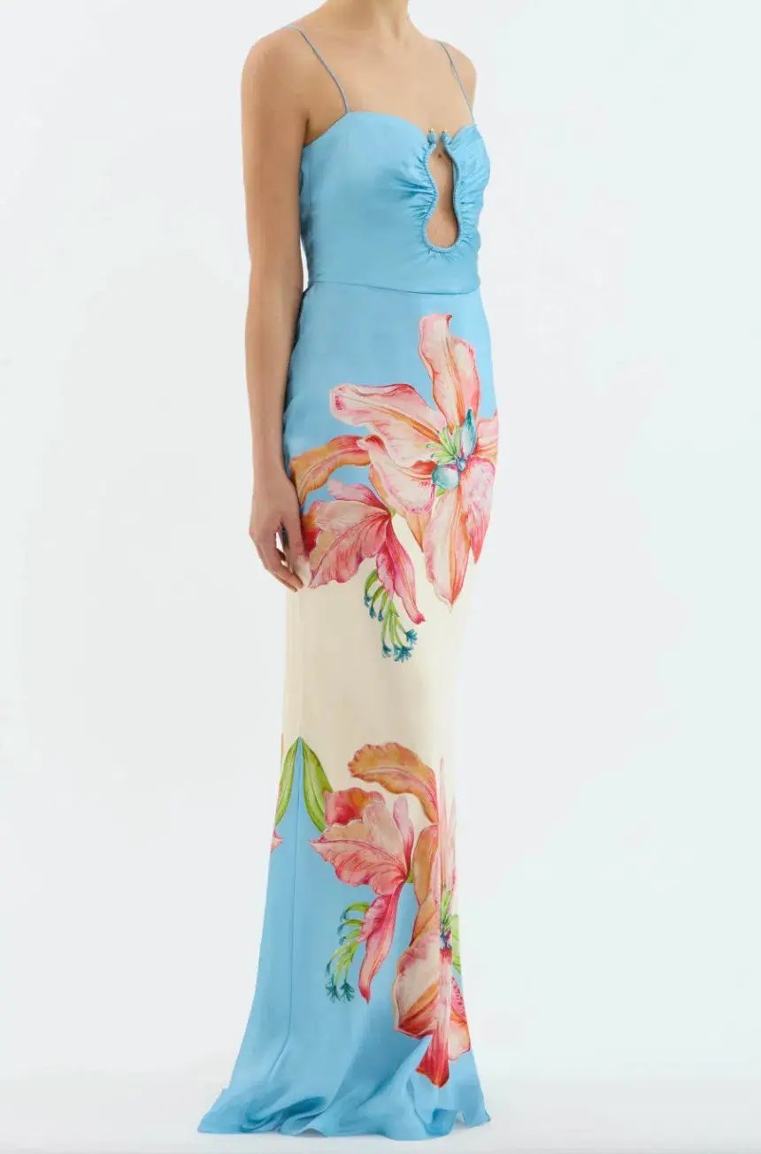 Rebecca Vallance Orchid Oasis Strap Gown Print Size AU 8 photo 2