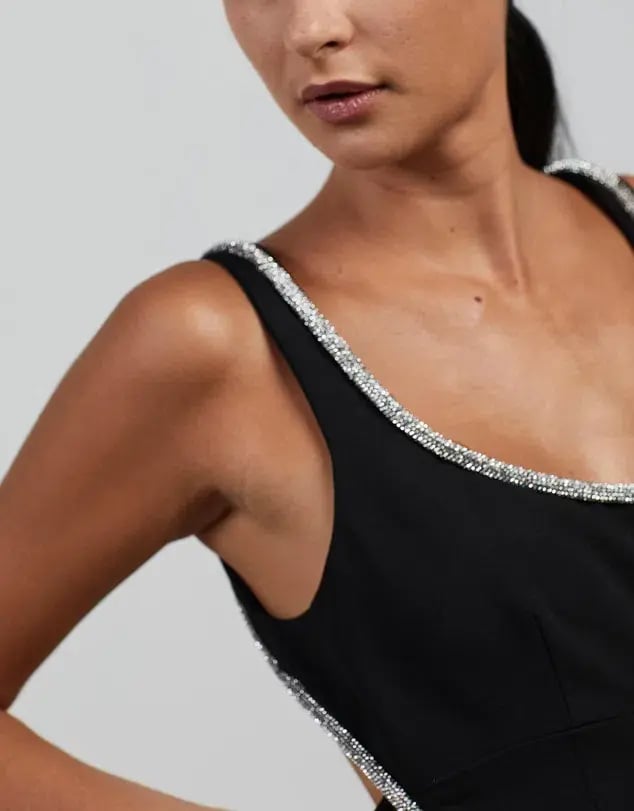 Nicola Finetti Short Rhinestone Dress Black Size 6 photo 4