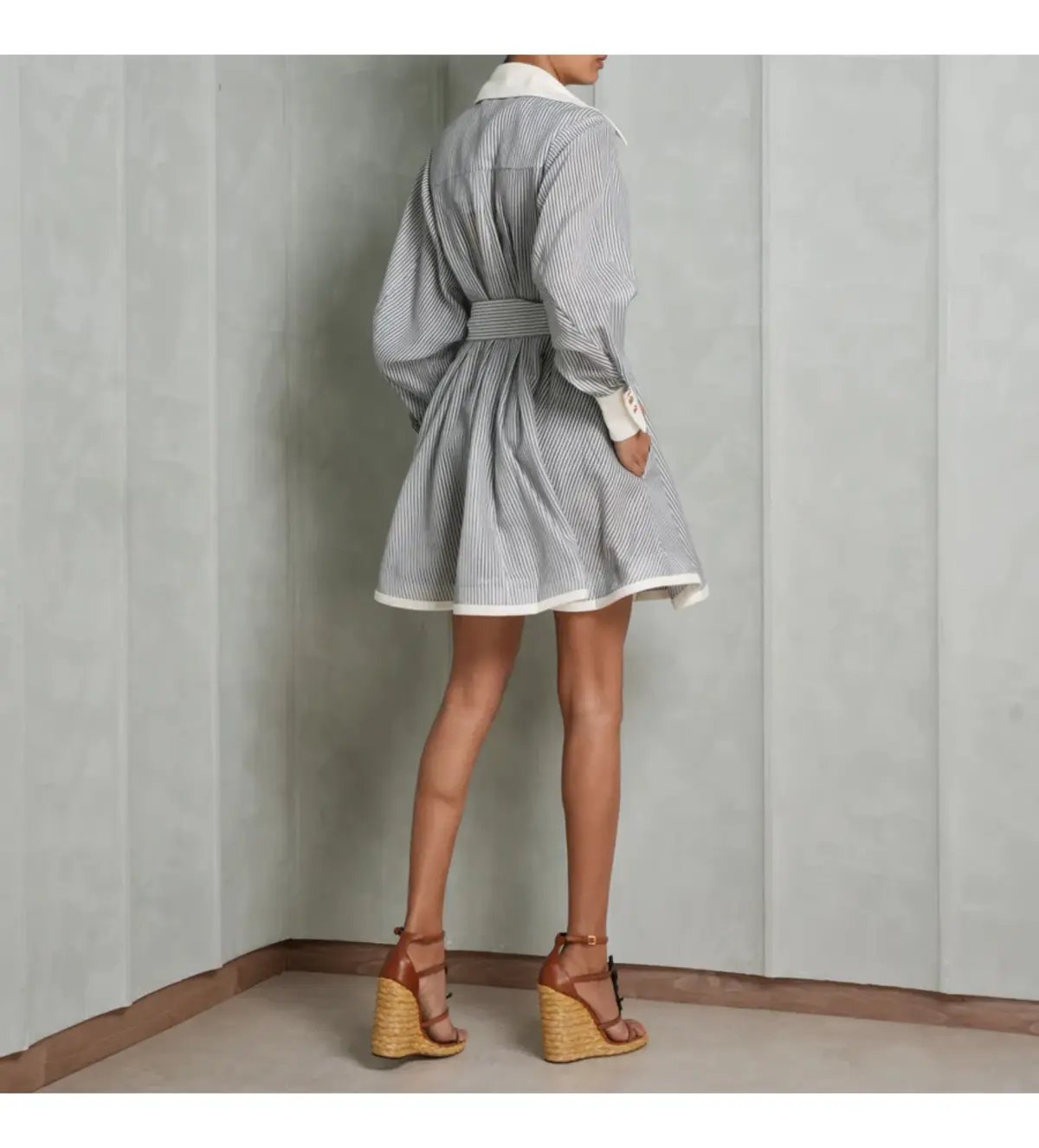Zimmermann Illustration Tuck Mini Dress in Stripe Size 0P/AU 6 photo 3
