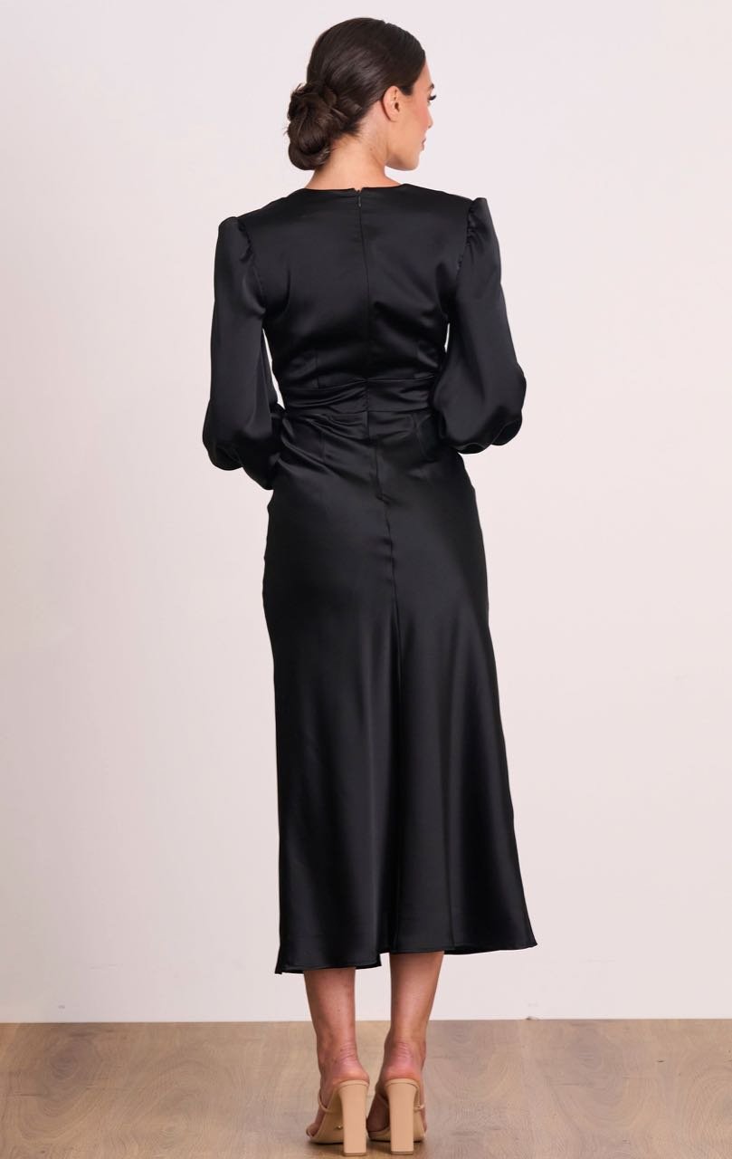 PASDUCHAS ILLUMINATE BUTTON MIDI DRESS - BLACK photo 4
