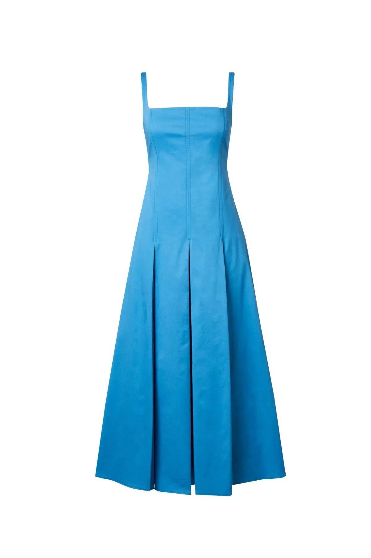 Scanlan Theodore Sateen Pleat Midi Dress Blue Size 10 photo 3
